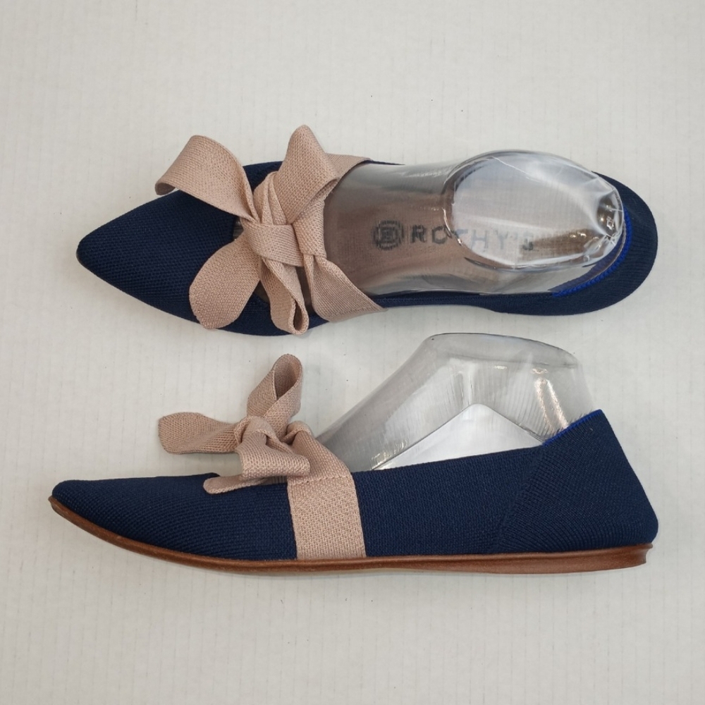 Rothy's Navy and Beige Flats
